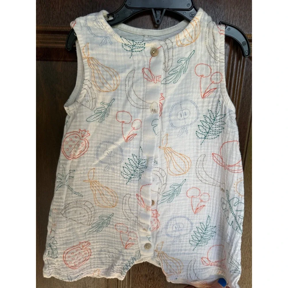 Zara‎ Kids Baby Boys Girls Linen Light Fruit Farmers Market Short Romper 12-18M